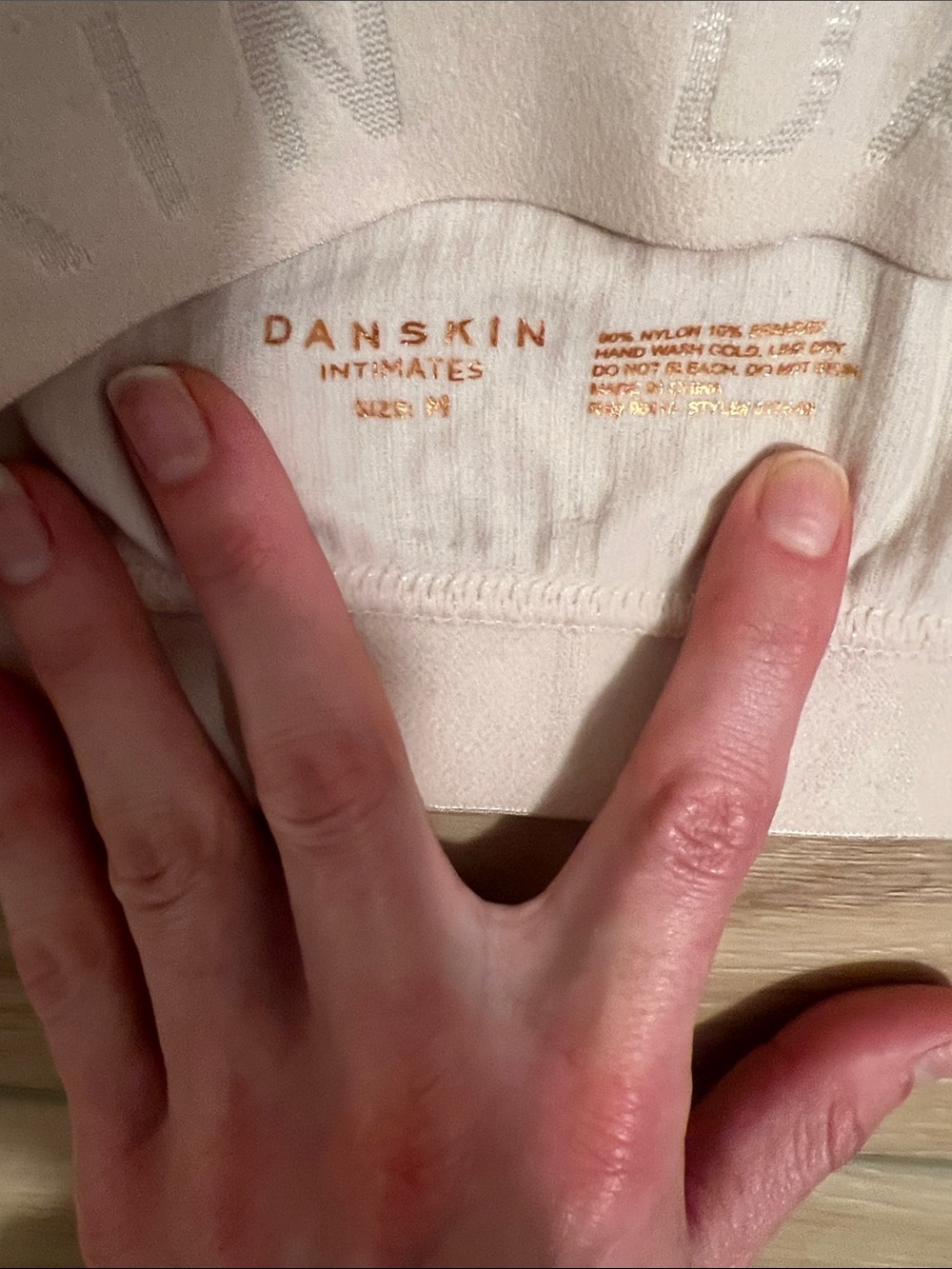 Danskin Pale Blush Ribbed Logo Band Bralette - Picture 2 of 3